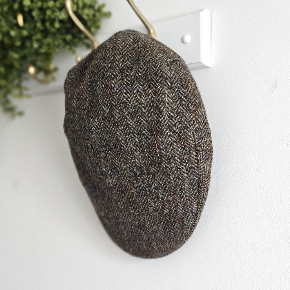 Stetson Harris Tweed Scotland Wool Newsboy Cap Brown Herringbone Ivy Driver Hat